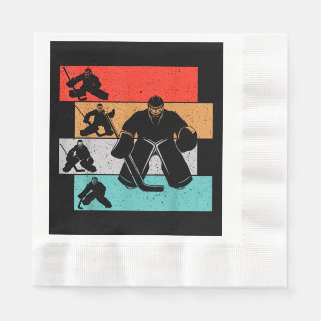 Ice Hockey Goalie Hockey Player Napkins (Front)