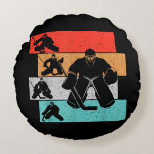 Ice Hockey Goalie Hockey Player Round Pillow