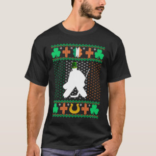 Ice Hockey Goalie Leprechaun St Patrick's Day Ugly T-Shirt