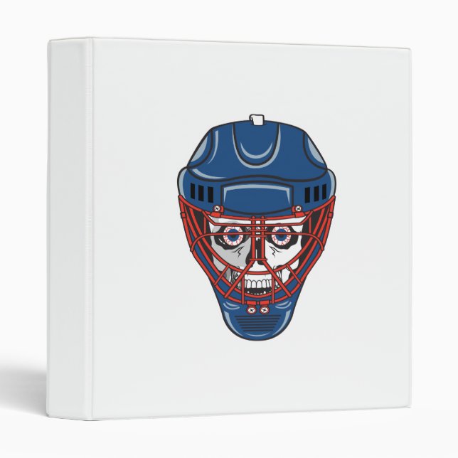 ice hockey goalie mask skull design 3 ring binder (Front/Spine)