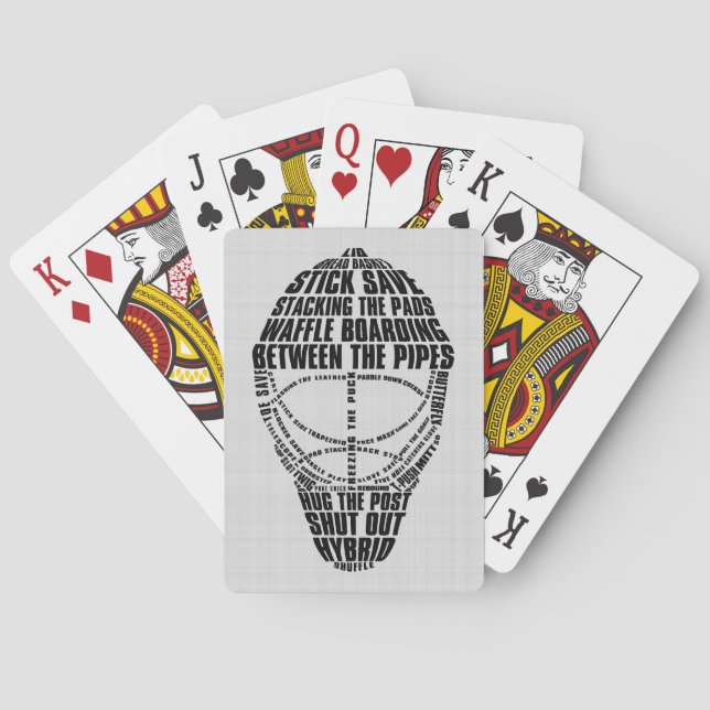 Ice Hockey Goalie Mask Word Art Poker Cards (Back)