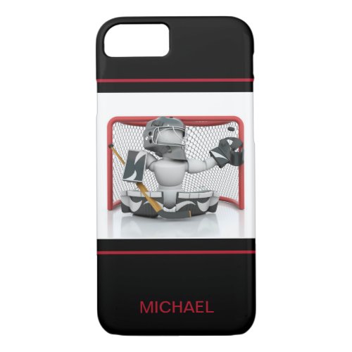 Ice Hockey Goalie Personalized Name  Sport iPhone 87 Case