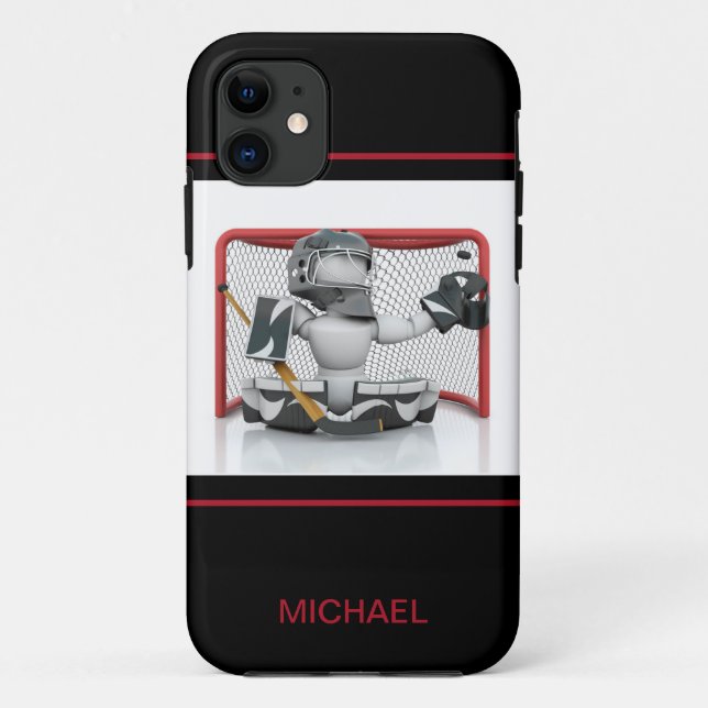 Ice Hockey Goalie Personalized Name | Sport Case-Mate iPhone Case (Back)