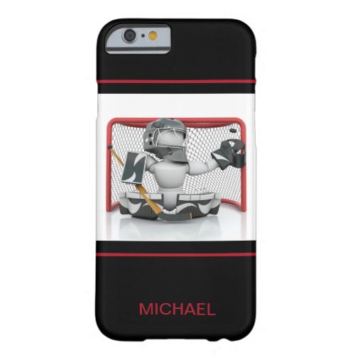 Ice Hockey Goalie Personalized Name  Sport Barely There iPhone 6 Case
