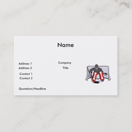 ice hockey goalie realistic vector illustration business card