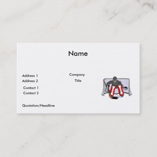 Customizable ice hockey goalie realistic vector illustration business card