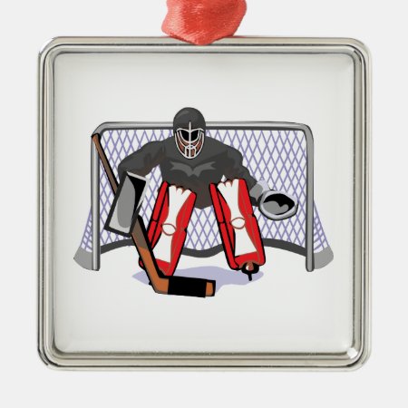 Ice Hockey Goalie Realistic Vector Illustration Metal Ornament