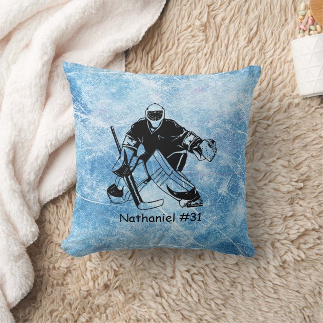 Ice Hockey Goalie Throw Pillow (Blanket)