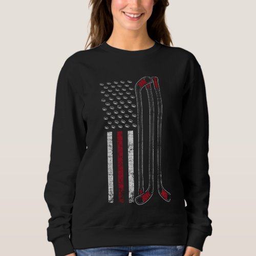 Ice Hockey Goalie  Usa Flag Hockey Stick Hockey Sweatshirt