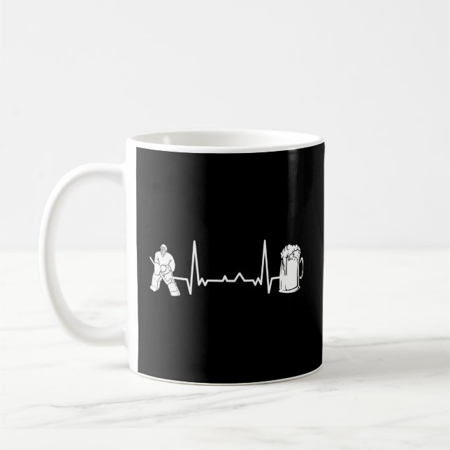 Ice Hockey Goalkeeper Goaltender - Heartbeat Ekg G Coffee Mug (Left)