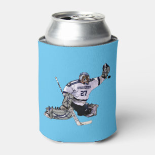 Ice Hockey Goalkeeper With Your Name Drawing Can Cooler