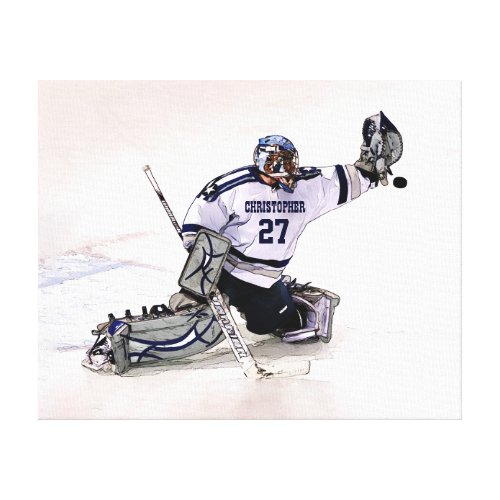 Ice Hockey Goalkeeper With Your Name Drawing Canvas Print