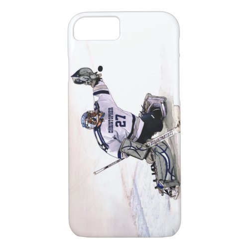 Ice Hockey Goalkeeper With Your Name Drawing iPhone 87 Case