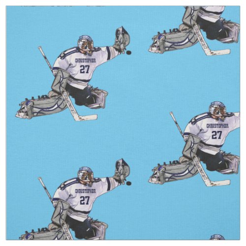 Ice Hockey Goalkeeper With Your Name Drawing Fabric