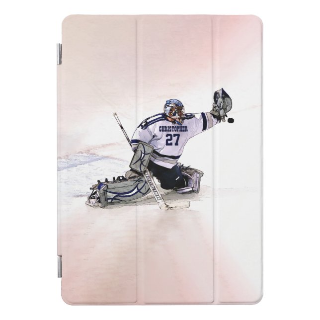 Ice Hockey Goalkeeper With Your Name Drawing iPad Pro Cover (Front)