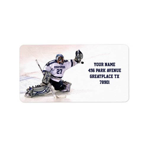 Ice Hockey Goalkeeper With Your Name Drawing Label