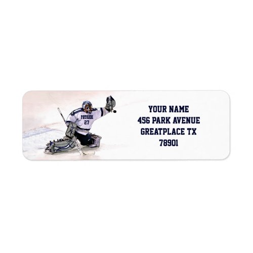 Ice Hockey Goalkeeper With Your Name Drawing Label