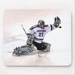 Ice Hockey Goalkeeper With Your Name Drawing Mouse Pad