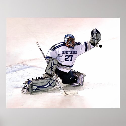 Ice Hockey Goalkeeper With Your Name Drawing Poster