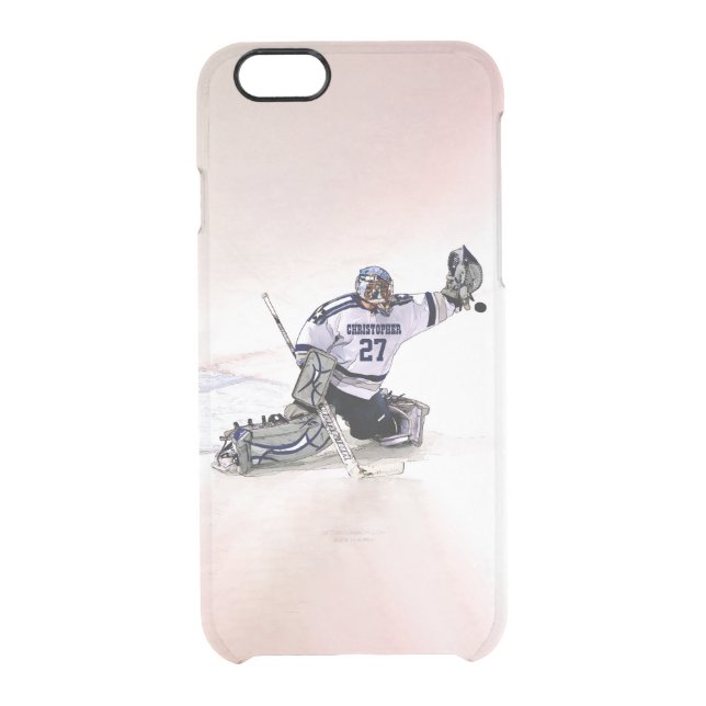 Ice Hockey Goalkeeper With Your Name Drawing Uncommon iPhone Case (Back)