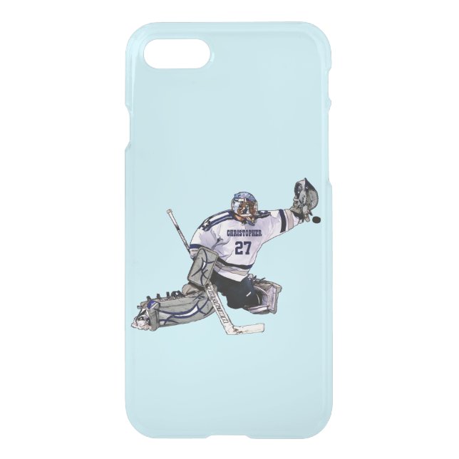 Ice Hockey Goalkeeper With Your Name Drawing Uncommon iPhone Case (Back)