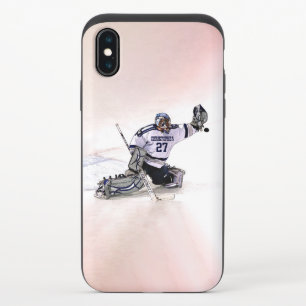 Ice Hockey Goalkeeper With Your Name Drawing iPhone X Slider Case