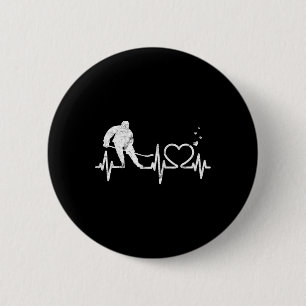 Ice Hockey Heart Valentines Heartbeat Boys Girl Go Button