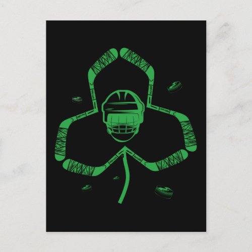 Ice Hockey Helmet Shamrock St Patricks Day Postcard