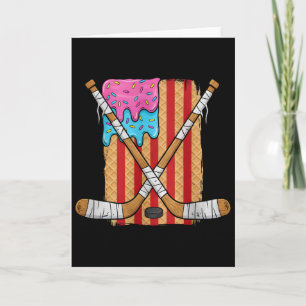 Ice Hockey Ice Cream Drip Boys American Flag Youth Card