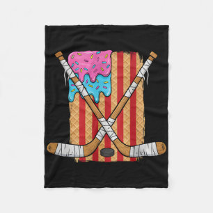 Ice Hockey Ice Cream Drip Boys American Flag Youth Fleece Blanket