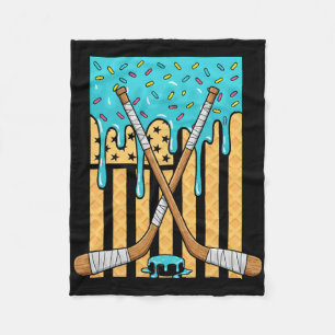 Ice Hockey Ice Cream Drip Boys American Flag Youth Fleece Blanket