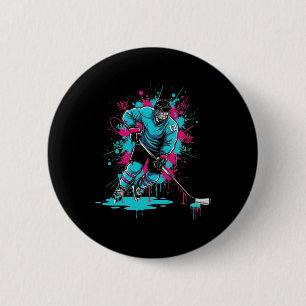 Ice Hockey Ice Cream Drip Number 12 12th Birthday  Button