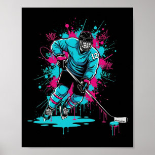 Ice Hockey Ice Cream Drip Number 12 12th Birthday Poster