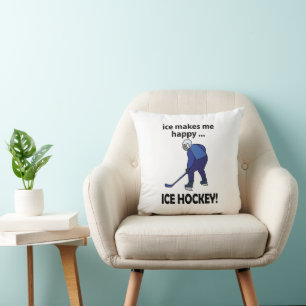 Ice Hockey Ice Makes Me Happy Ice Hockey Throw Pillow