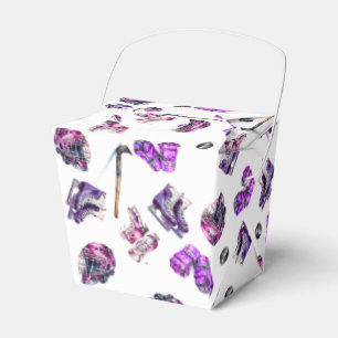 Ice Hockey Ice-Skating Girls Pink Purple Birthday Favor Boxes