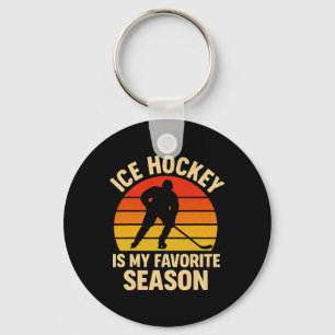 Ice Hockey Is My Favorite Season Retro Vintage Hoc Keychain