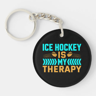 Ice Hockey is My Therapy Keychain