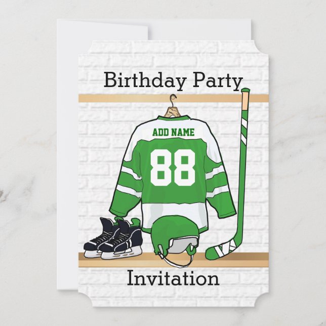 Ice Hockey Jersey Birthday party invitations (Front)