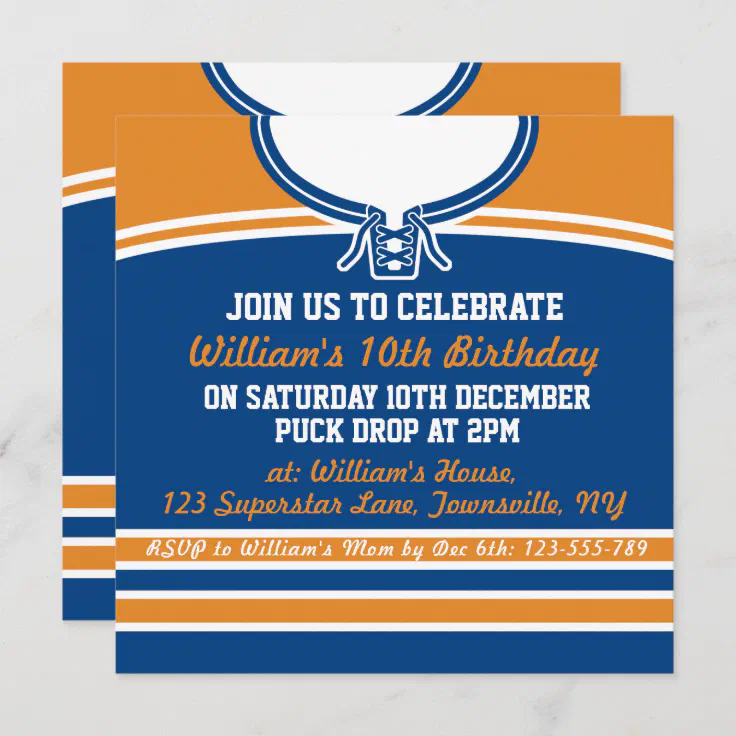 Ice Hockey Jersey Themed Party Invite Template | Zazzle