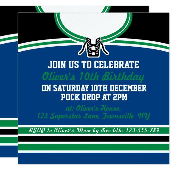 Ice Hockey Jersey Themed Party Invites Template