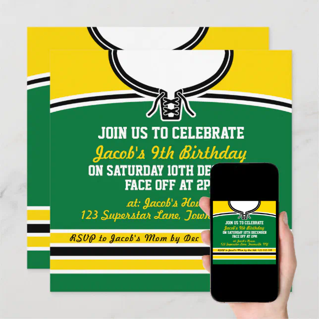 Ice Hockey Jersey Themed Party Invites Template | Zazzle