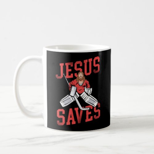 Ice Hockey Jesus Saves Vintage Goalkeeper Jesus Coffee Mug