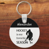 Ice Hockey keychain favorite season black white (Front)