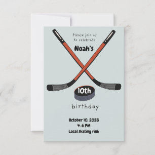 Ice Hockey Kids Birthday Party Invitation Hockey