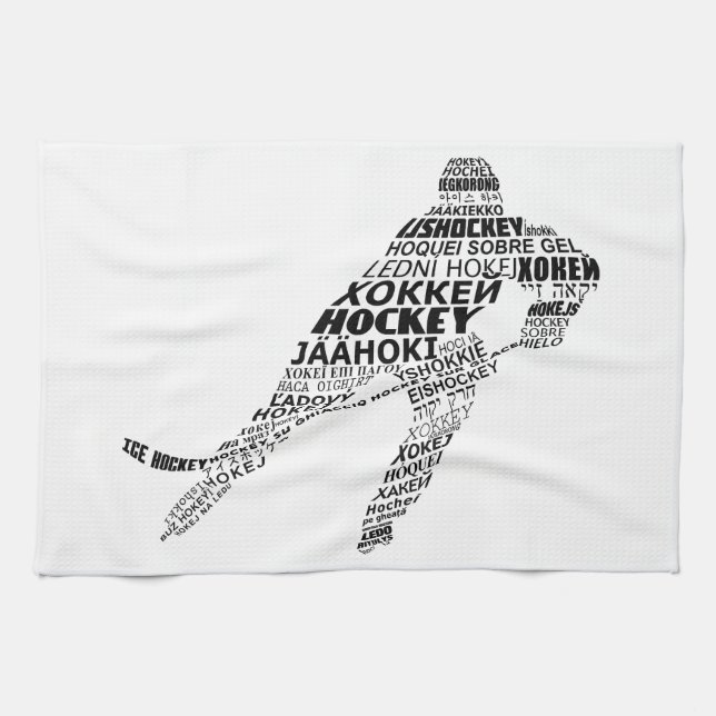 Ice Hockey Languages Text Art Towel (Horizontal)