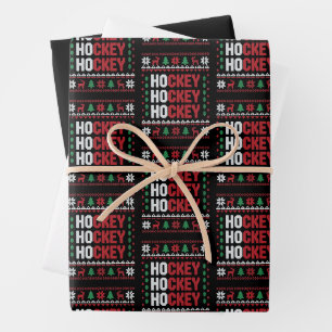 Ice Hockey Lover Christmas Santa Funny Sports Team Wrapping Paper Sheets