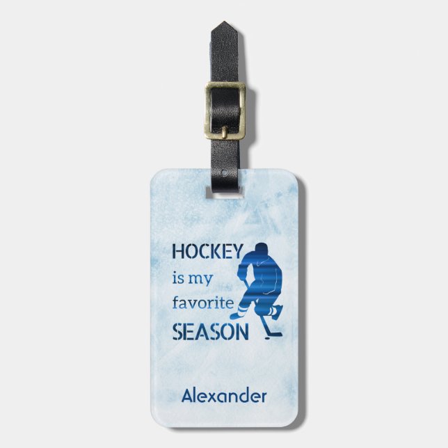 Ice Hockey luggage tag favorite season dark blue (Front Vertical)