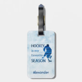 Ice Hockey luggage tag favorite season dark blue (Back Vertical)