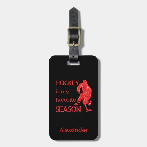 Ice Hockey luggage tag favorite season red