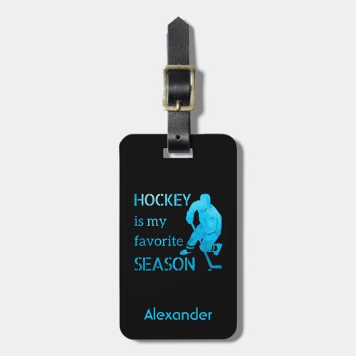 Ice Hockey luggage tag favorite season turquoise